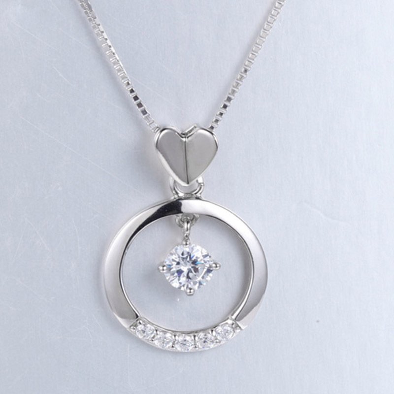 Fashion accessories pendant ladies heart-shaped circle ring with diamond pendants long necklace girls jewelry Fashion accessories pendant ladies heart-shaped circle ring with diamond pendants long necklace girls jewelry