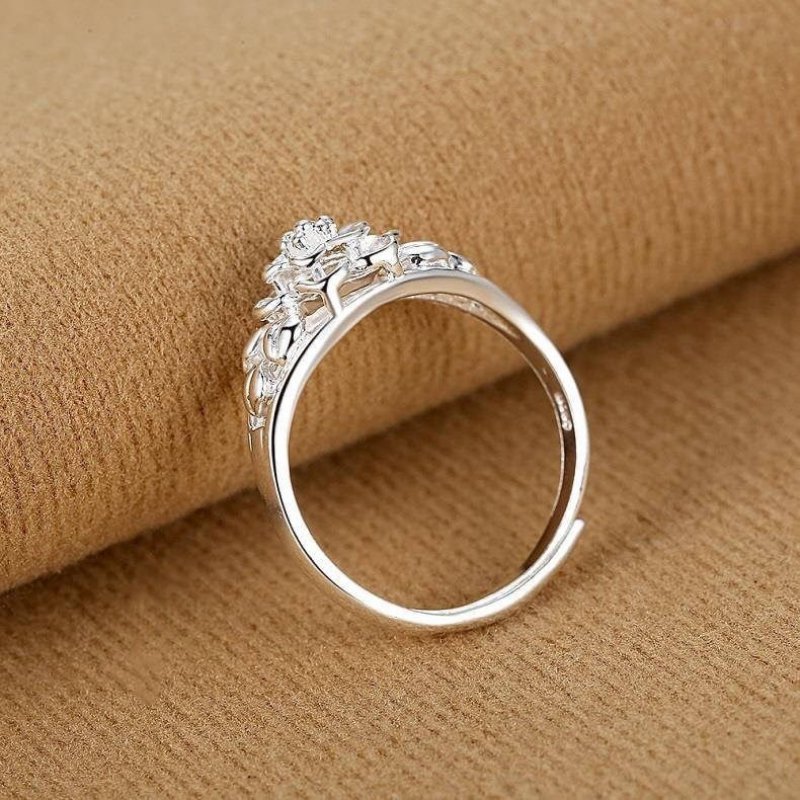 Rose flower ring women silver flower ring hand jewelry index finger opening ladies ring jewelry Rose flower ring women silver flower ring hand jewelry index finger opening ladies ring jewelry