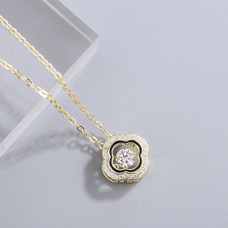 s999 sterling silver lucky four-leaf clover smart necklace female beating heart pendant clavicle chain necklace
