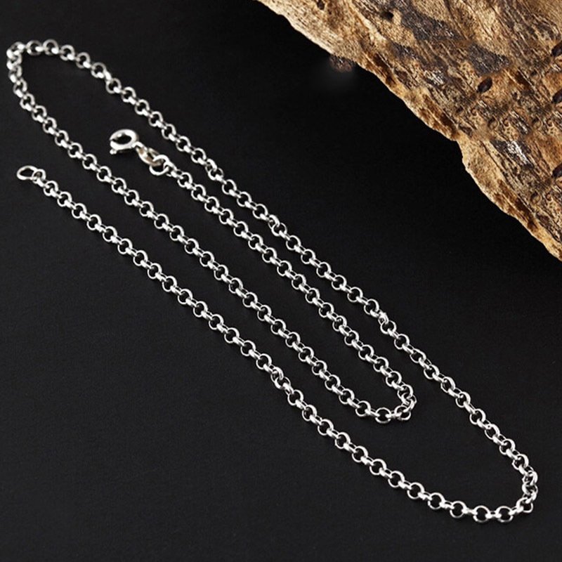Pearl Necklace Girls Style Ring Circle Chain Men's Matching Chain Silver Fashion Couple Silver Necklace Pearl Necklace Girls Style Ring Circle Chain Men's Matching Chain Silver Fashion Couple Silver Necklace
