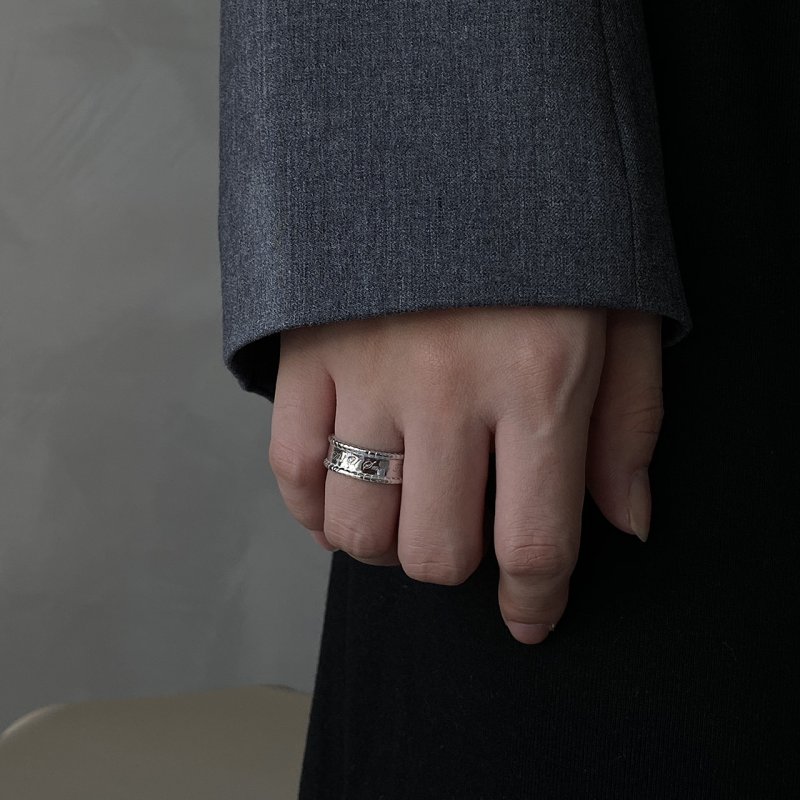 925 sterling silver ring female cold wind simple small port style net red English letter ring